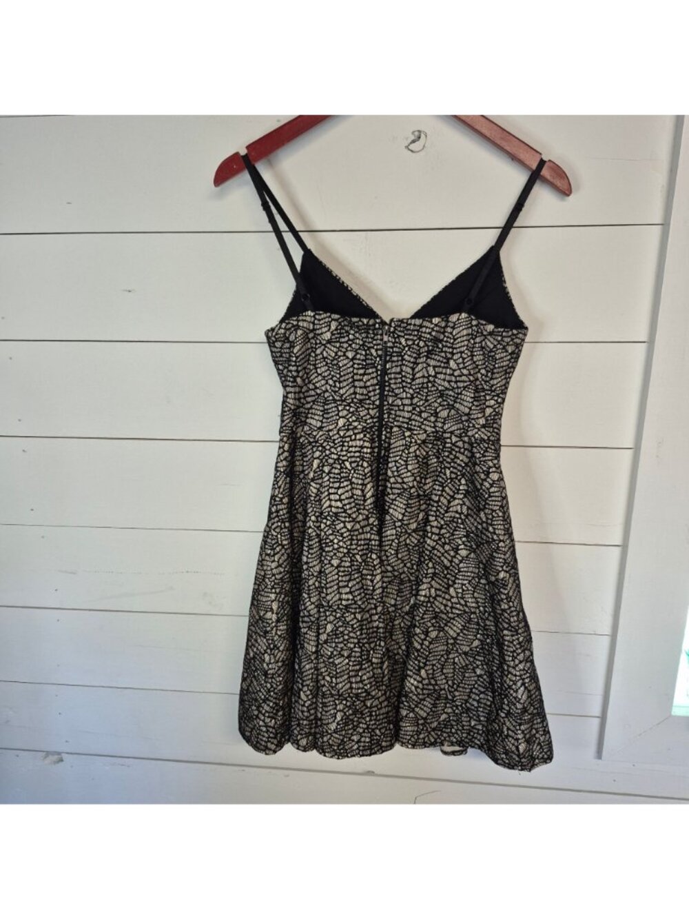 Way-In Black & silver Fit & Flare Mini Dress Spaghetti Straps Size 1 - Picture 5 of 7